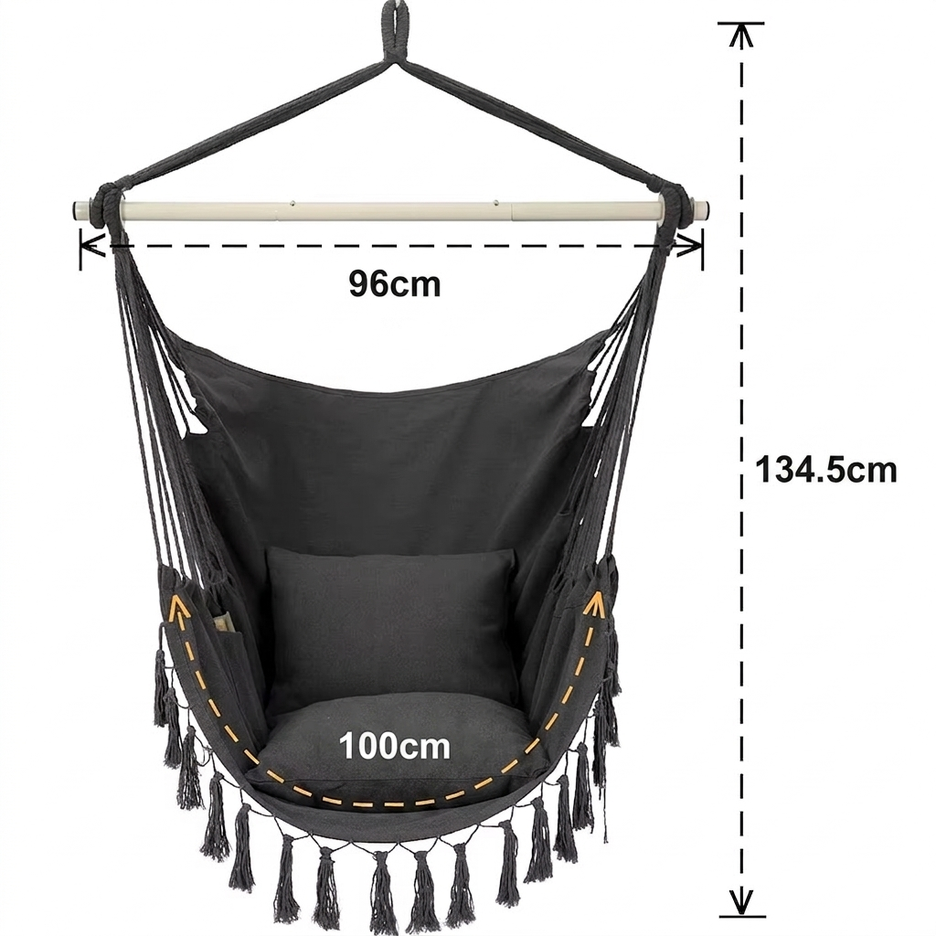 Fauteuil suspendu en macramé | Bohème