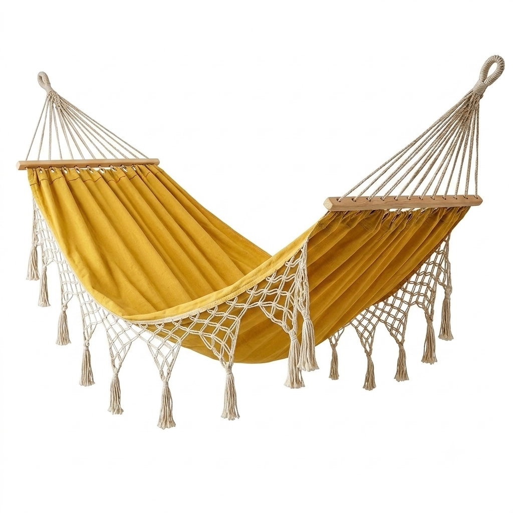 Hamac suspendu Jaune en macramé | Bohème