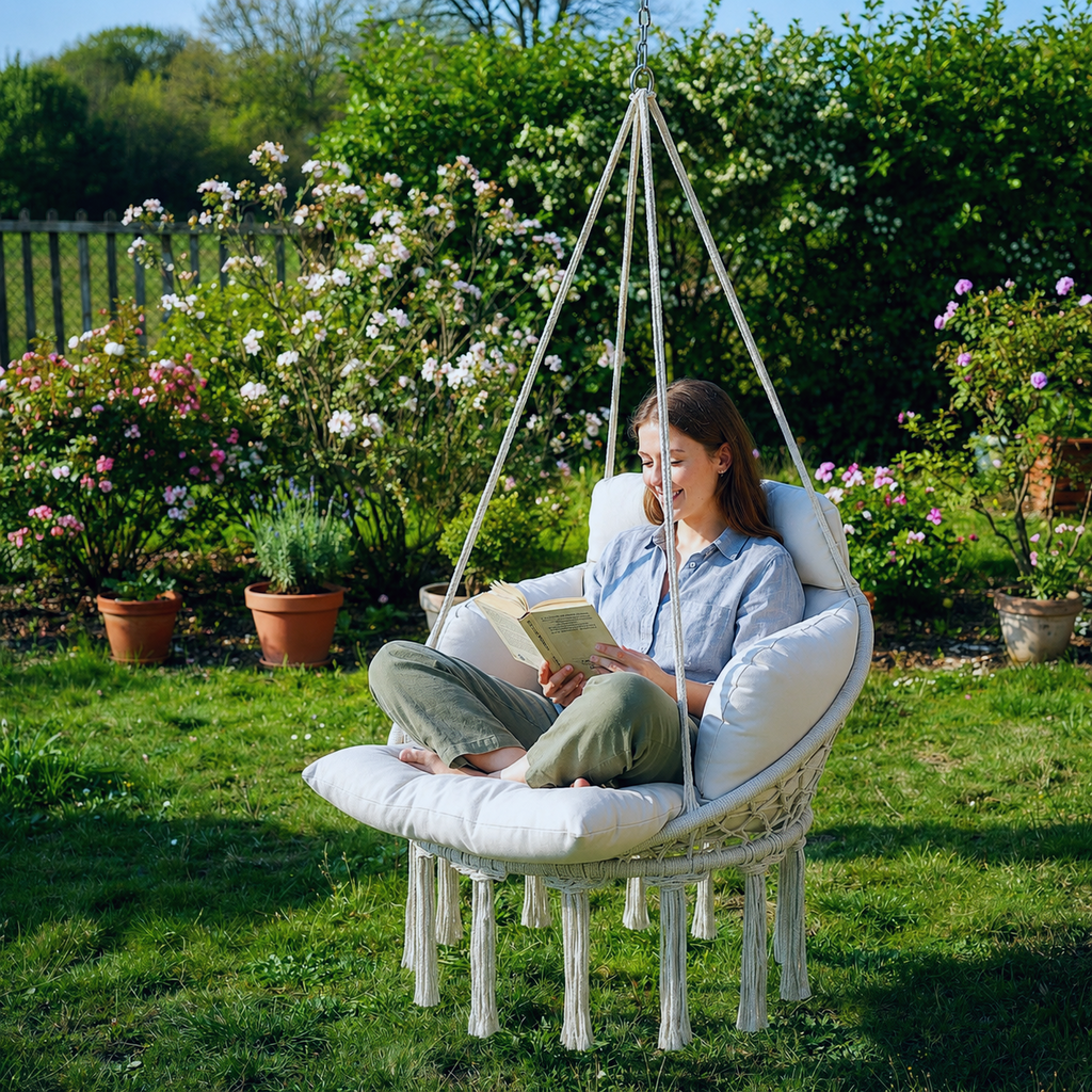 Fauteuil suspendu à franges | Evora